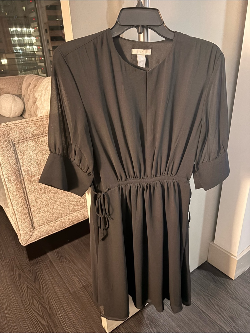 Women's Black Tie-Waist Dress